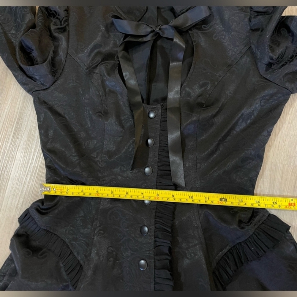 Rare Lip Service Exit To Eden Black Satin Long Lost Coat Keyhole Victorian - Picture 13 of 15